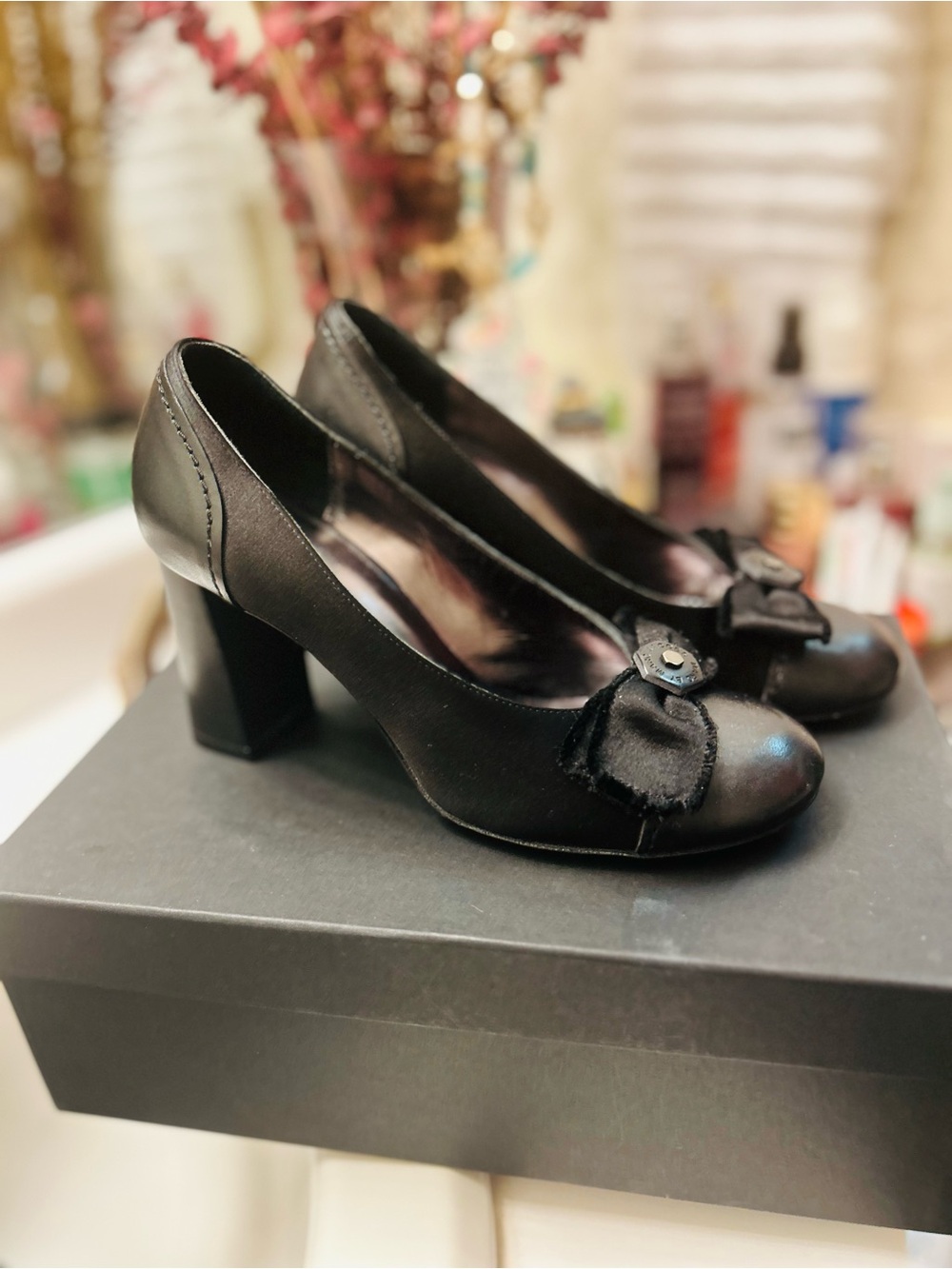 Vintage Marc by Marc Jacobs Black Leather Bow Platform Pumps Heels size 36 / 6